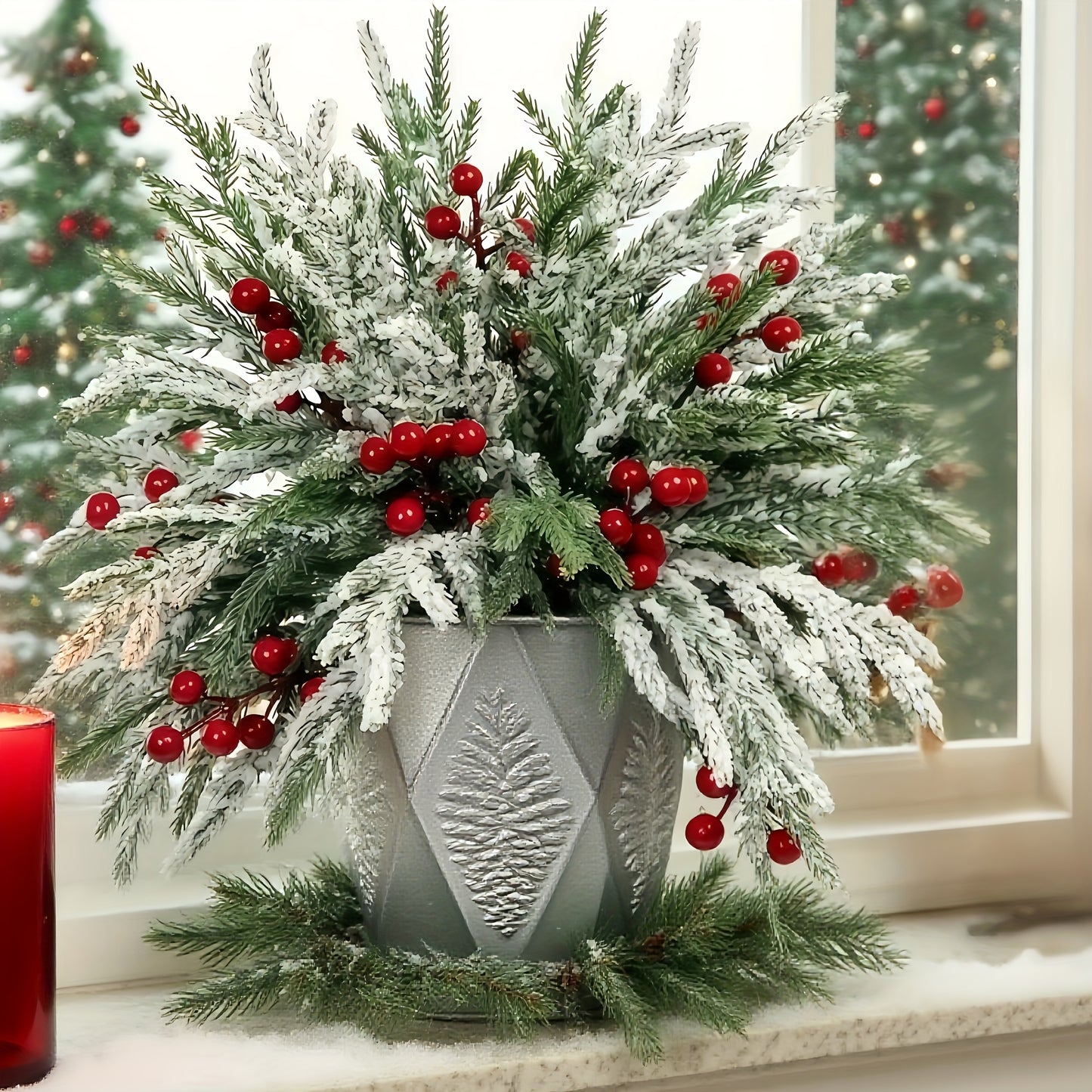 L&B® Snow-Covered Norfolk Pine Branches