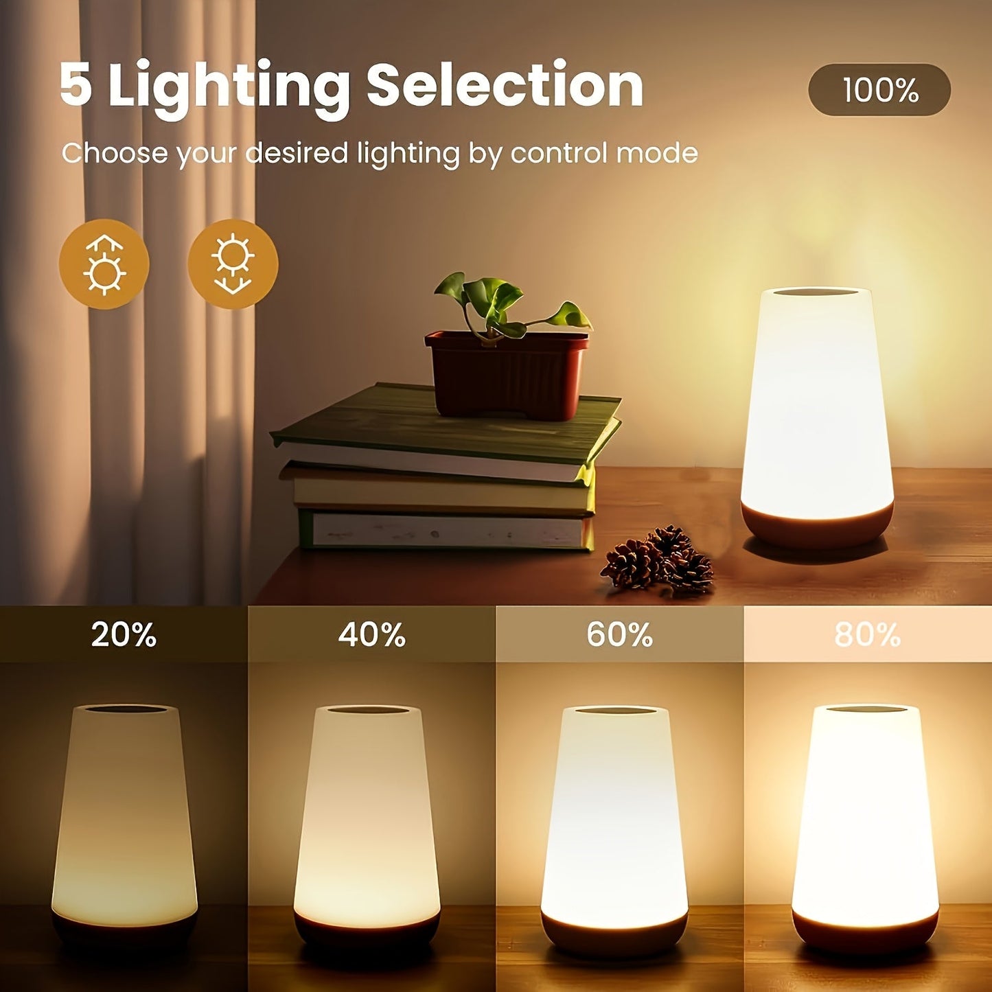 L&B® Smart Touch Bedside Lamp