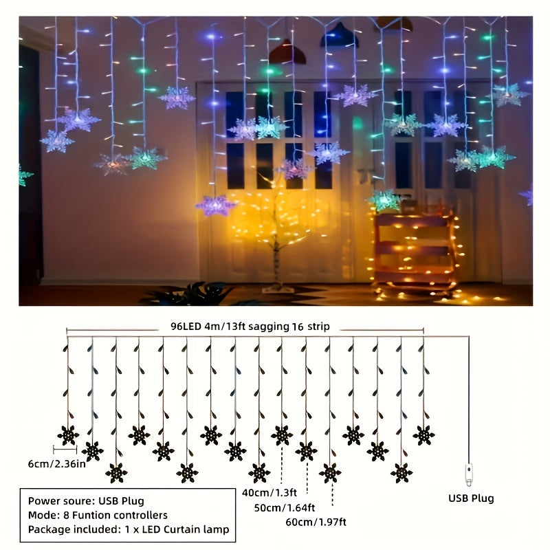 L&B® Snowflake Curtain Lights