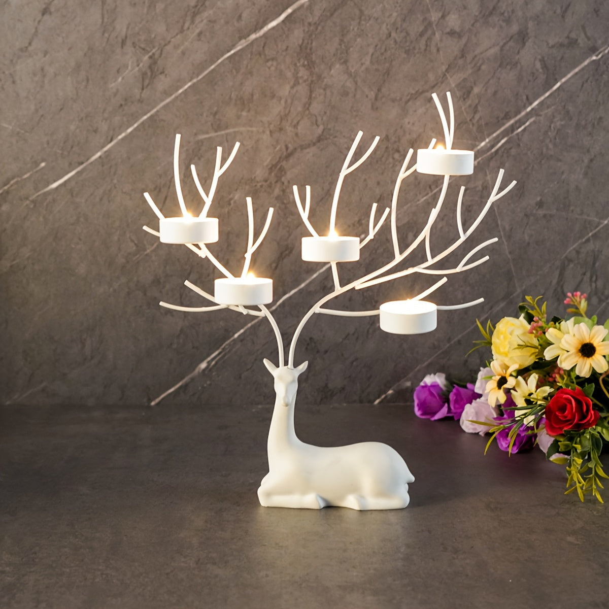 L&B® Golden Reindeer Candle Holder