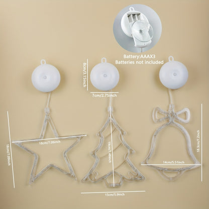 L&B® Radiant Christmas Window Light Set — Bell, Tree & Star (3pcs)