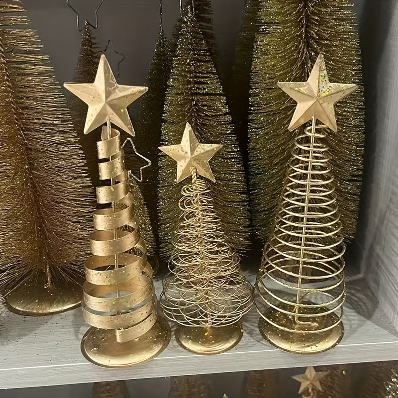 L&B® Golden Mini Christmas Trees (Set of 3)