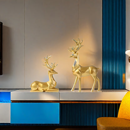 L&B® Golden Reindeer Sculpture Set (2pcs)