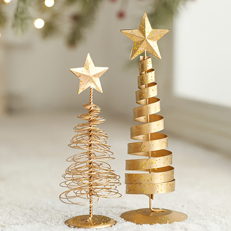L&B® Golden Mini Christmas Trees (Set of 3)