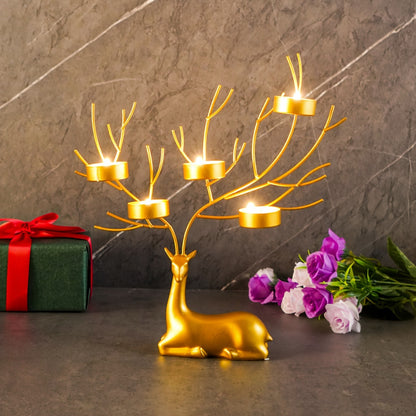 L&B® Golden Reindeer Candle Holder