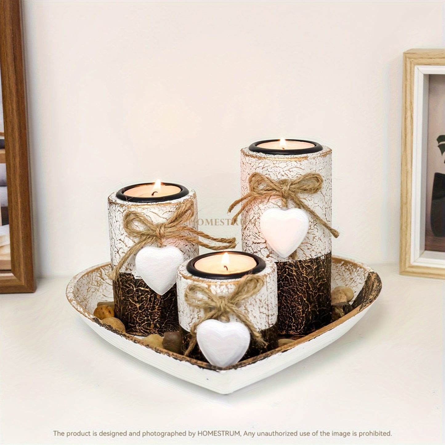 L&B® Rustic White Wooden Candle Set