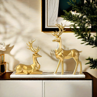L&B® Golden Reindeer Sculpture Set (2pcs)