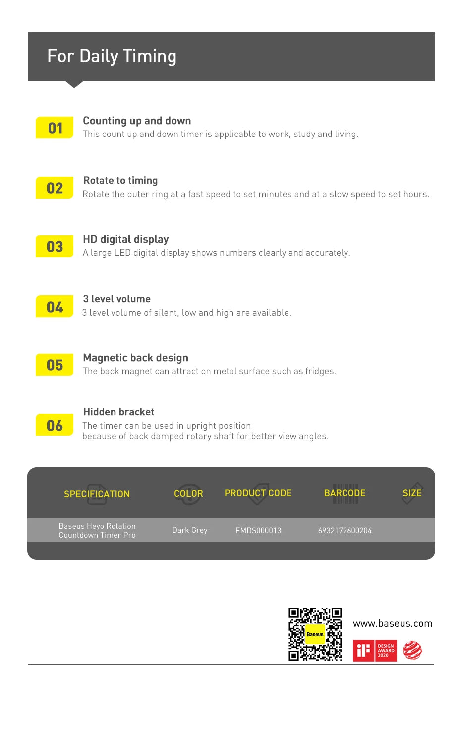 L&B® - Magnetic Digital Kitchen Timer