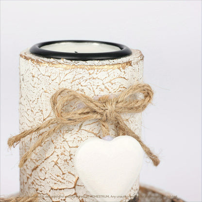 L&B® Rustic White Wooden Candle Set