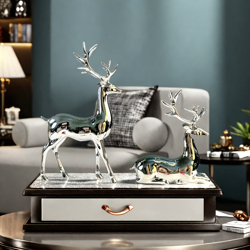L&B® Silver-Plated Reindeer Duo