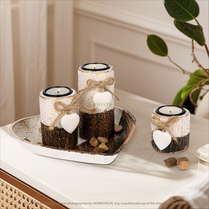 L&B® Rustic White Wooden Candle Set