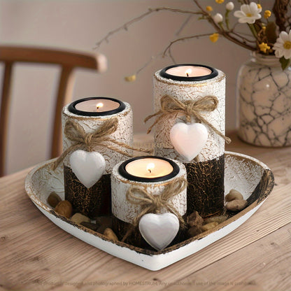 L&B® Rustic White Wooden Candle Set