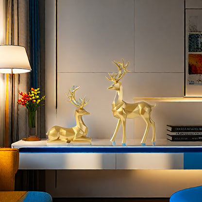 L&B® Golden Reindeer Sculpture Set (2pcs)