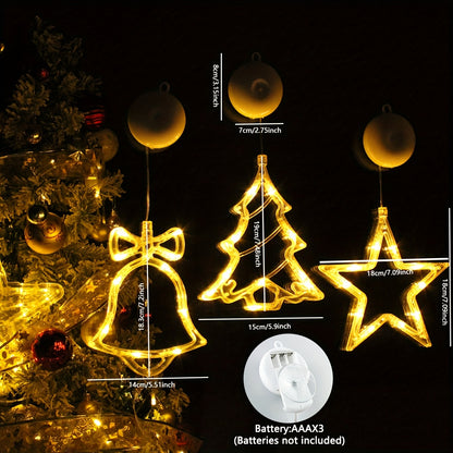 L&B® Radiant Christmas Window Light Set — Bell, Tree & Star (3pcs)